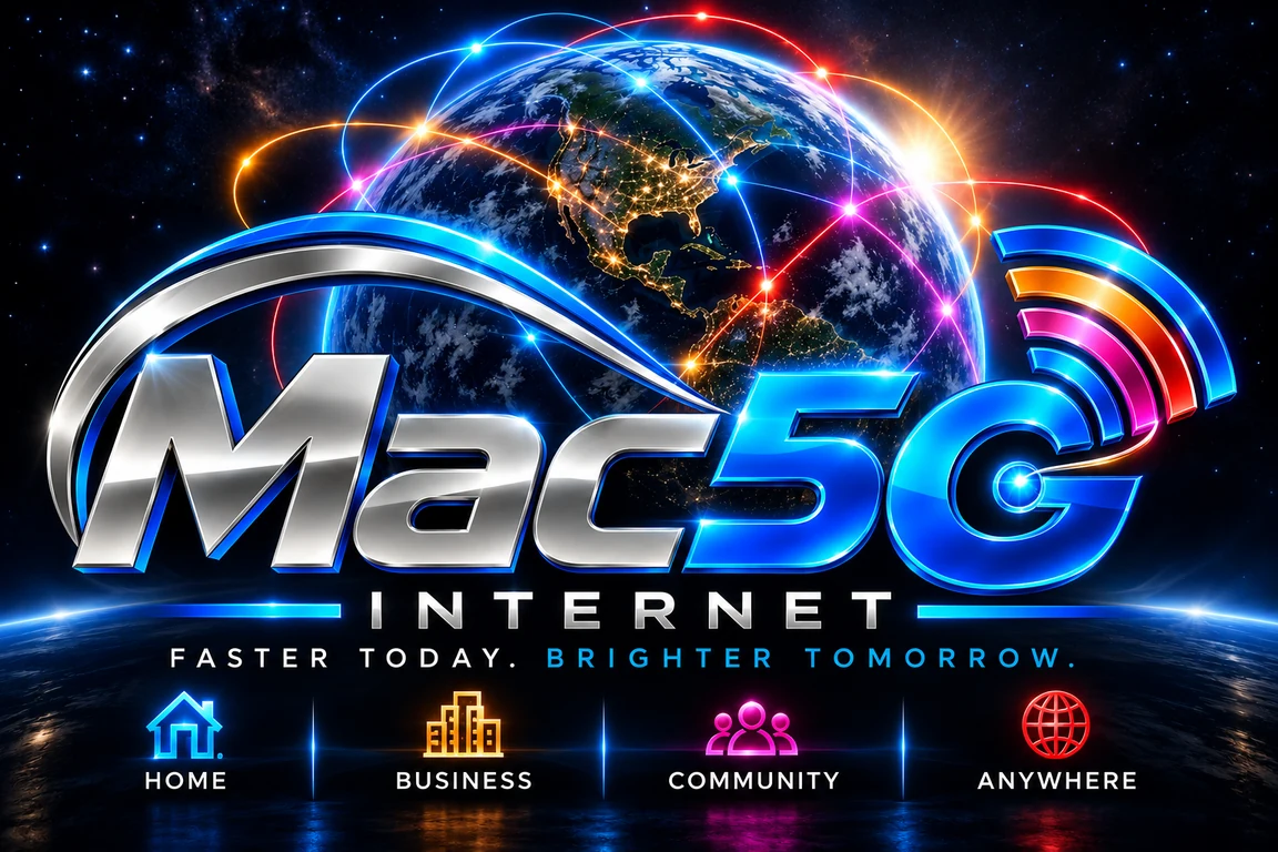 Mac5G Internet. Faster today. Brighter tomorrow. Home, Business, Community, Anywhere.