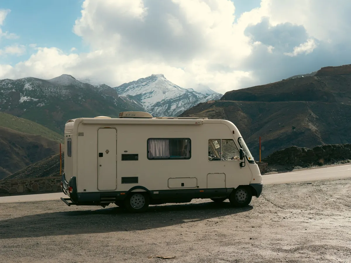 A motorhome parked at a scenic overlook